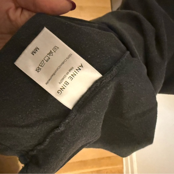 Anine Bing Charcoal Tee with Logo - Picture 6 of 11